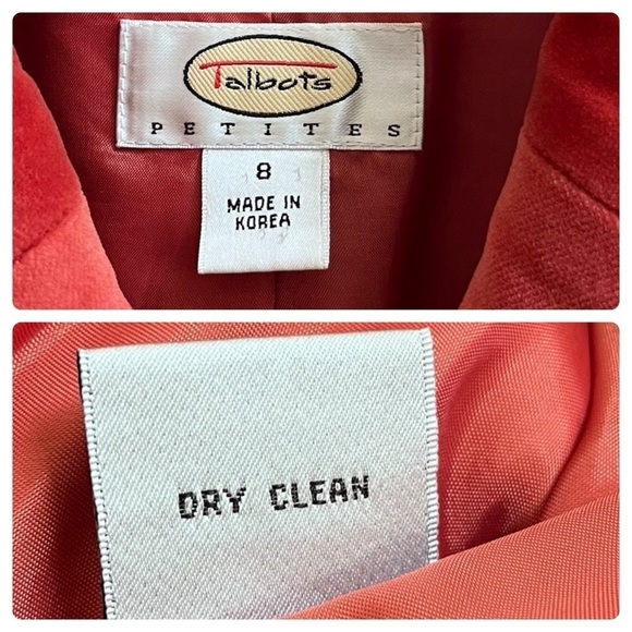 Talbots Vintage Burnt Orange Velvet Silk Blend 2 Button Blazer Petite Size 8 - Picture 13 of 14